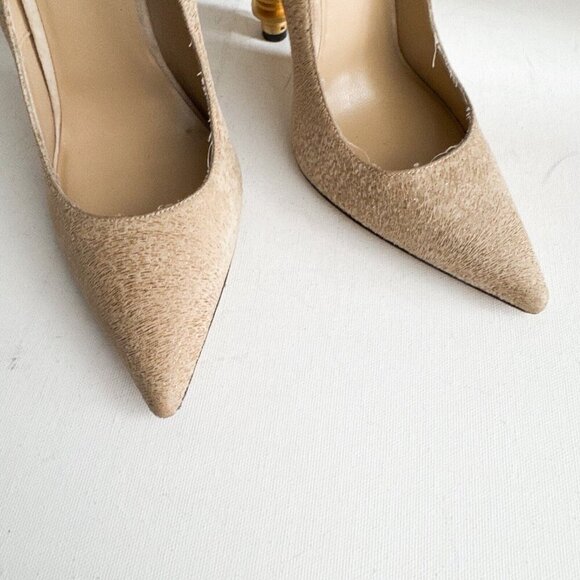 Julia Haart Nude Beige Pointy Toe Unique Heel High Heels 38.5 - Picture 10 of 11